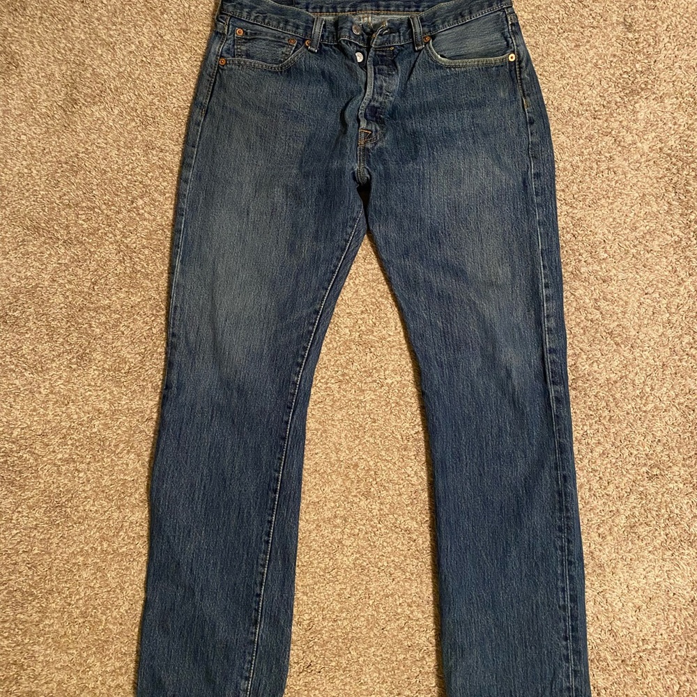 Levi's Men's 501 Button Fly Straight Fit Blue Jeans 34x34